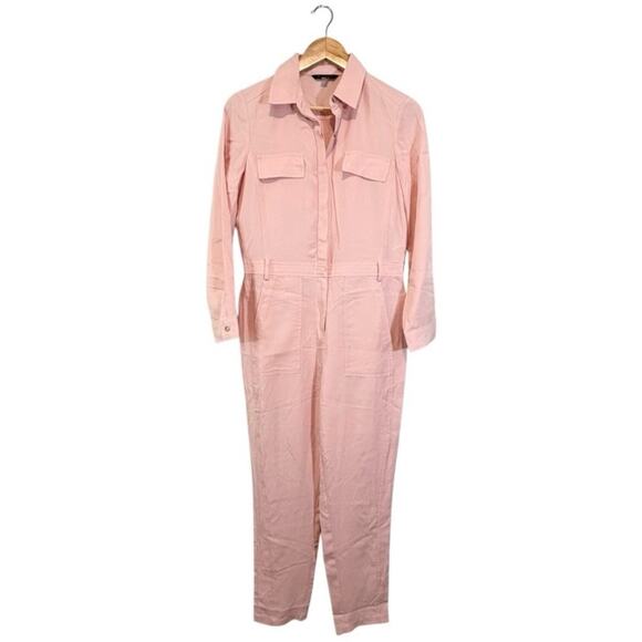 Banana Republic Pink Flightsuit Jumpsuit Coveralls Size 2 No Belt Preppy Pastel - Picture 1 of 8